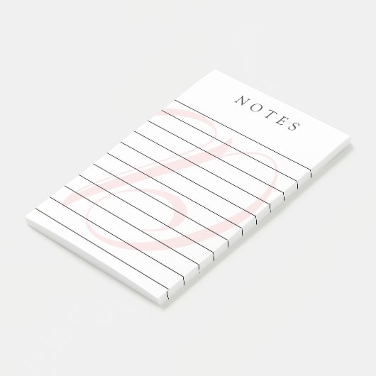 Blassrosa Monogramm - Linke Hinweise Post-it Klebezettel (angewinkelt)