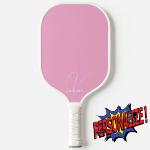 Blassrosa Monogramm Pickleball Schläger