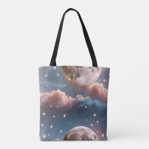 Blassrosa Pfirsich Himmelblau Himmelsmond Tasche