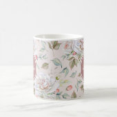 Blassrosa-Rosenmuster mit Monogramm und Namen Kaffeetasse (Mittel)