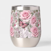 Blassrosa Schmetterlinge und Rose (Rückseite)