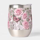 Blassrosa Schmetterlinge und Rose (Links)