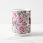 Blassrosa Schmetterlinge und Rose Kaffeetasse (Mittel)