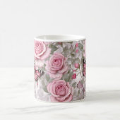 Blassrosa Schmetterlinge und Rose Kaffeetasse (Mittel)