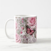 Blassrosa Schmetterlinge und Rose Kaffeetasse (Links)