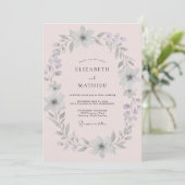 Blassrosa silberner Kranz Hochzeit Einladung (Stehend Vorderseite)