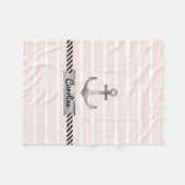 Blassrosa Streifen Wasserfarben Ankern Personalisi Fleecedecke (Vorderseite (Horizontal))