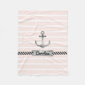 Blassrosa Streifen Wasserfarben Ankern Personalisi Fleecedecke (Vorderseite)