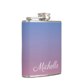 Blassrosa und blaue Gradientenombre Flachmann (Rechts)