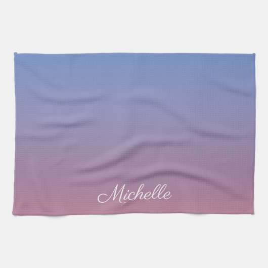 Blassrosa und blaue Gradientenombre Geschirrtuch (Horizontal)