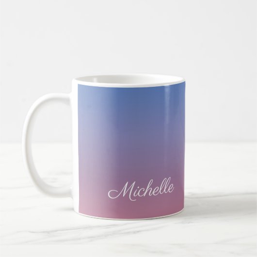 Blassrosa und blaue Gradientenombre Kaffeetasse (Links)
