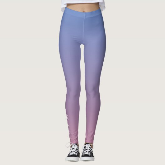 Blassrosa und blaue Gradientenombre Leggings (Vorderseite)