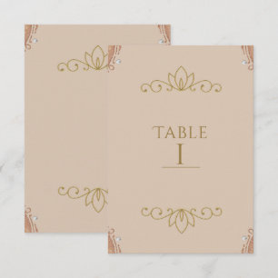 Blassrosa und Gold Elegant Chic Tischnummernkarte Einladung