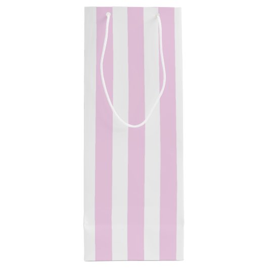 Blassrosa und weiße Streifen aus Süßigkeiten Geschenktüte Für Weinflaschen (Rückseite)