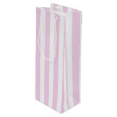 Blassrosa und weiße Streifen aus Süßigkeiten Geschenktüte Für Weinflaschen (Vorderseite Schrägansicht)