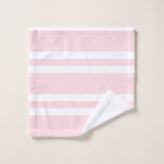 Blassrosa und weiße Streifen Badhandtuch Set (Waschlappen)