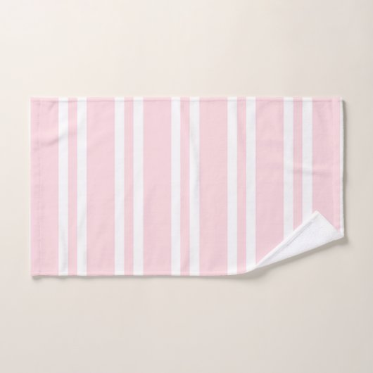 Blassrosa und weiße Streifen Badhandtuch Set (Handtuch)