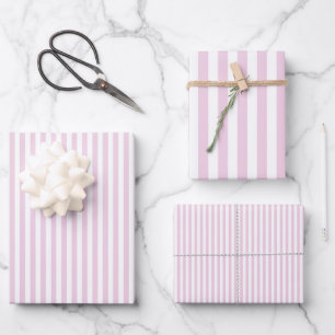 Blassrosa und weiße Streifen Geschenkpapier Set