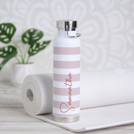 Blassrosa und weiße Streifen Personalisiert Trinkflasche