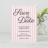Blassrosa und weiße Streifen Save The Date (Stehend Vorderseite)