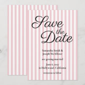 Blassrosa und weiße Streifen Save The Date (Vorne/Hinten)