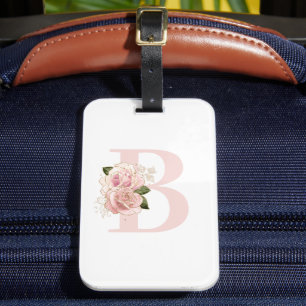 Blassroségoldene florale Monogramm-Anhänger Gepäckanhänger