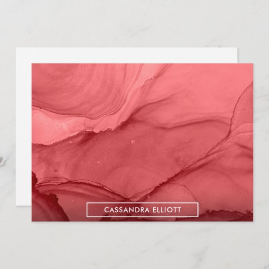 Blassroter Alkoholtink Abstrakte Kunst Dankeskarte (Vorne/Hinten)