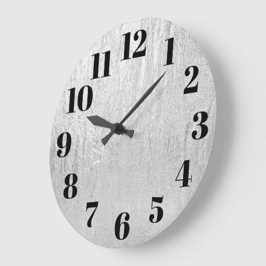 Blasssilber Glam Textur Große Wanduhr (Winkel)