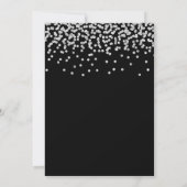 Blasssilber Glitzer Confetti Black Einladung (Rückseite)