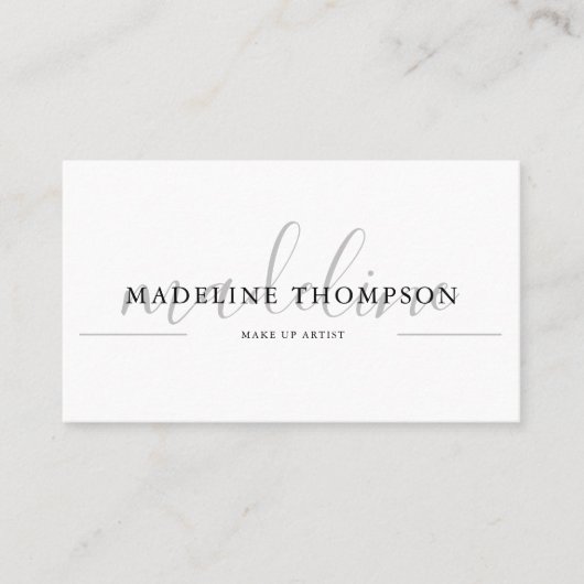 Blasssilber-Graue Kalligraphie-Script QR-Code Visitenkarte (Vorderseite)