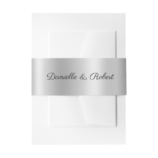 Blasssilber Gray Ombre Foil Modern Cursive Einladungsbanderole (Vorderseite Beispiel)