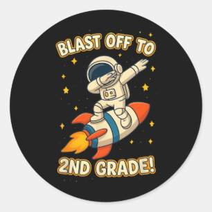 Blast Off 2. Klasse Astronaut Dab Cool Zurück zur Runder Aufkleber