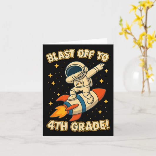Blast Off 4th Grade Rocket Dab Space Cool School V Karte (Gelbe Blume)