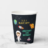 "Blast Off Astronaut - Space Birthday Party" Pappbecher (Rückseite)