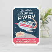 Blast Off Birthday Einladung (Stehend Vorderseite)