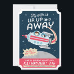Blast Off Birthday Einladung<br><div class="desc">Niedliche Rocketship im Space Retro-Stil Kindergeburtstag Party lädt ein</div>