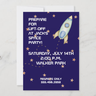 Blast Off Birthday Invitation Einladung