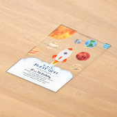 Blast Off Galaxy Space Rocket Ship Birthday Acryleinladungen (Ablage )