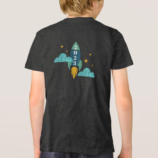 Blast Off Graduated Kindergarten 2022 Rocket Ship Tri-Blend Shirt (Rückseite)