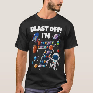 Blast Off Ich bin 7 Space Geburtstagsparty Celebra T-Shirt