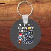 Blast Off I'm 5 Years Old 5th Birthday Spaceship A Schlüsselanhänger (Vorderseite)