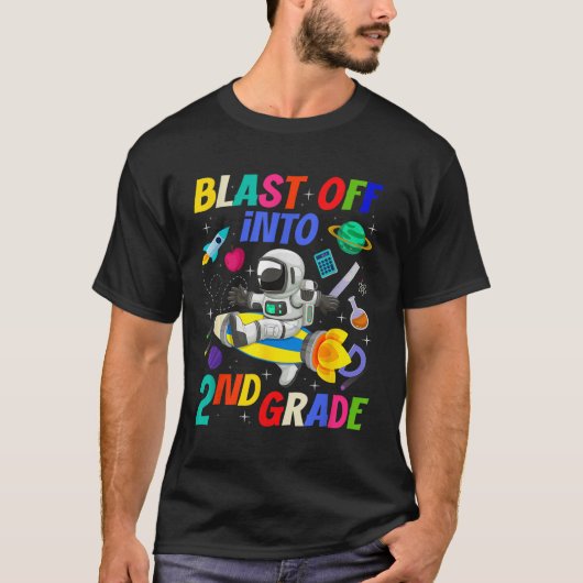 Blast Off Into 2nd Grade Space Back To School Seco T-Shirt (Vorderseite)