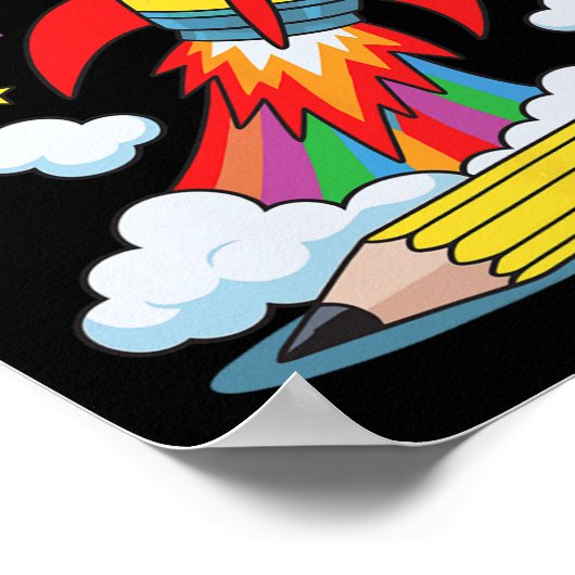 Blast Off Into Fourth Grade First Day Of School Poster (Ecke)