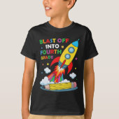 Blast Off Into Fourth Grade First Day Of School T-Shirt (Vorderseite)