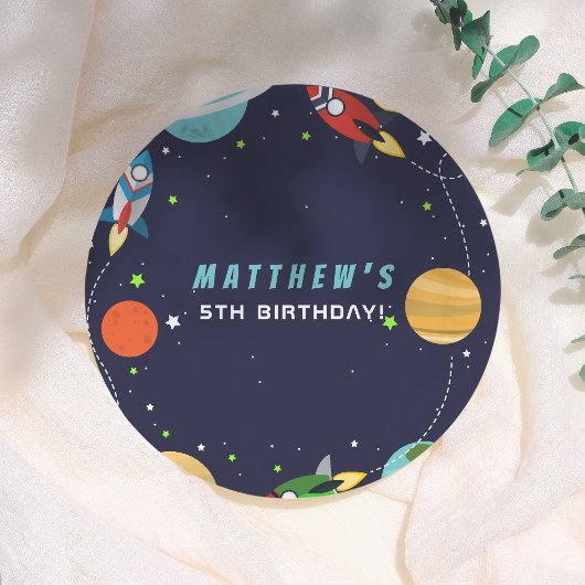 Blast Off! Outer Space Birthday Party Pappteller