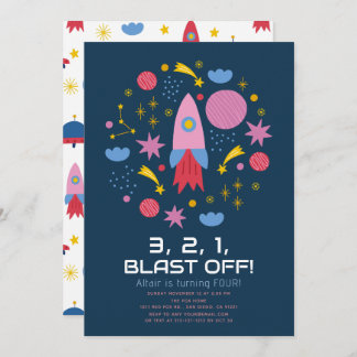 Blast Off! Outer Space Rocket Boy Birthday Einladung