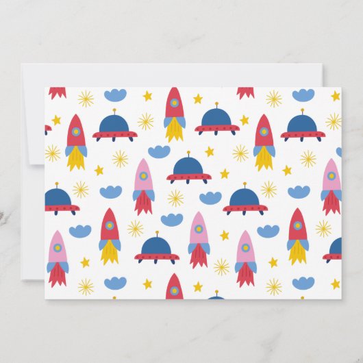 Blast Off! Outer Space Rocket Boy Birthday Photo Einladung (Rückseite)