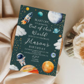 Blast Off Rocket Astronaut Outer Space Birthday Einladung