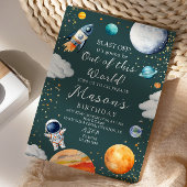 Blast Off Rocket Astronaut Outer Space Birthday Einladung
