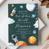 Blast Off Rocket Astronaut Outer Space Birthday Einladung